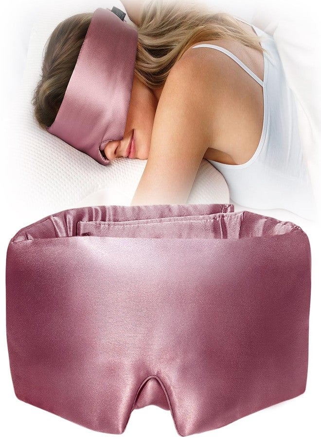 YFONG 100% Mulberry Silk Sleep Mask, Total Blackout Silk Eye Mask for Sleeping Women & Men, 22 Momme 6A Grade Pure Silk with Adjustable Band Designed for Side Sleeper Pink - Image 1